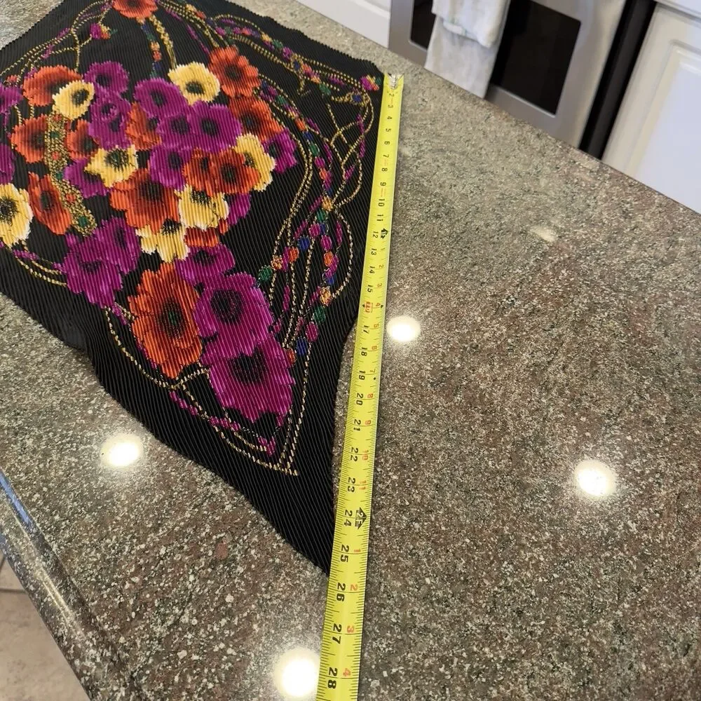Rectangle‎ Scarf Multi Color Floral Wrinkled  Bright Ribbon Hair Neck Kerchief